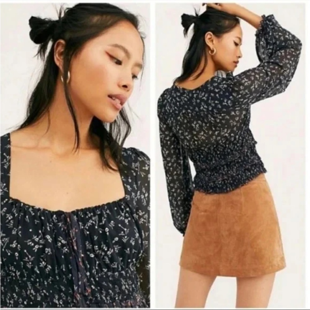 Free People Lolita Smocked Floral top XS